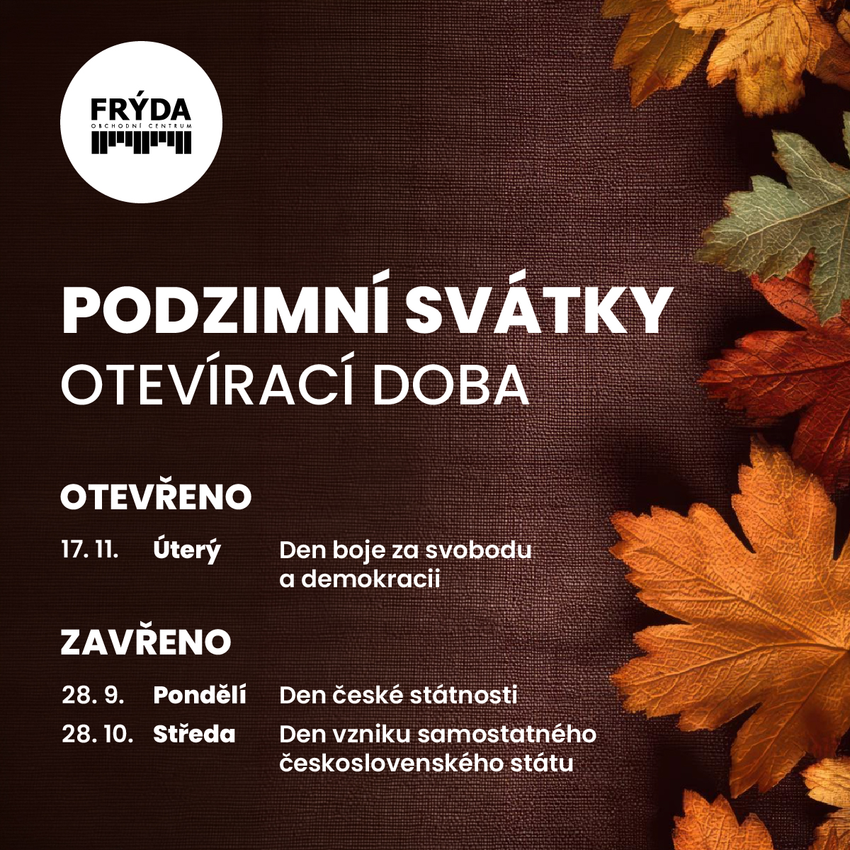 Podzimní svátky v OC FRÝDA